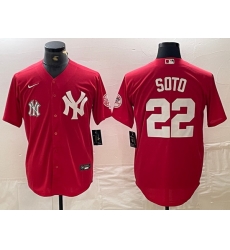 Men New York Yankees 22 Juan Soto Red Cool Base Stitched Baseball Jersey 3