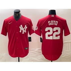 Men New York Yankees 22 Juan Soto Red Cool Base Stitched Baseball Jersey