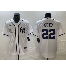 Men New York Yankees 22 Juan Soto White Cool Base Stitched Baseball Jersey 1