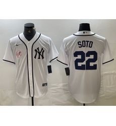 Men New York Yankees 22 Juan Soto White Cool Base Stitched Baseball Jersey 3