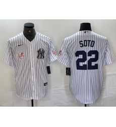 Men New York Yankees 22 Juan Soto White Cool Base Stitched Baseball Jersey 4