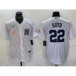 Men New York Yankees 22 Juan Soto White Cool Base Stitched Baseball Jersey 4