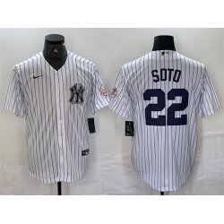 Men New York Yankees 22 Juan Soto White Cool Base Stitched Baseball Jersey
