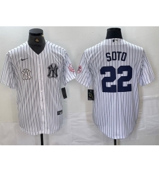 Men New York Yankees 22 Juan Soto White Cool Base Stitched Baseball Jersey