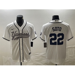 Men New York Yankees 22 Juan Soto White Cool Base Stitched Baseball Jersey II