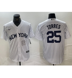 Men New York Yankees 25 Gleyber Torres White Cool Base Stitched Baseball Jersey