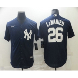 Men New York Yankees 26 DJ LeMahieu Navy Blue White Number Stitched MLB Cool Base Nike Jersey