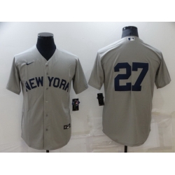 Men New York Yankees 27 Giancarlo Stanton 2021 Grey Field Of Dreams Cool Base Stitched Baseball jersey