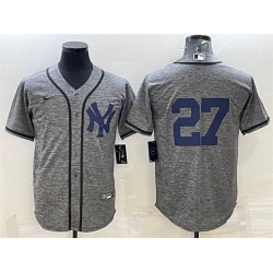 Men New York Yankees 27 Giancarlo Stanton Grey Cool Base Stitched Jersey