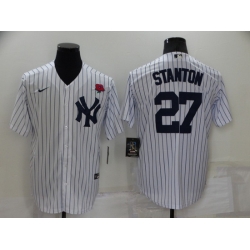 Men New York Yankees 27 Giancarlo Stanton White Cool Base Stitched Baseball Jerseys