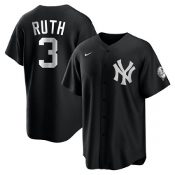 Men New York Yankees 3 Babe Ruth Black Cool Base Stitched Jerseys