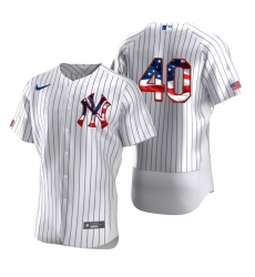 Men New York Yankees 40 Luis Severino Men Nike White Fluttering USA Flag Limited Edition Flex Base MLB Jersey