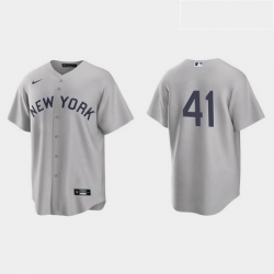 Men New York Yankees 41 Miguel Andujar Men Nike Gray 2021 Field of Dreams Game MLB Jersey