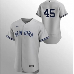 Men New York Yankees 45 Gerrit Cole Nike Gray 2021 Field of Dreams Game MLB Stitched Jersey