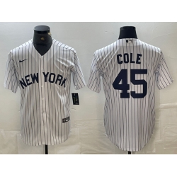 Men New York Yankees 45 Gerrit Cole White Cool Base Stitched Baseball Jersey