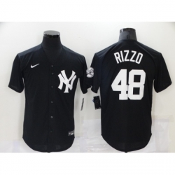 Men New York Yankees 48 Anthony Rizzo Black Throwback Jersey