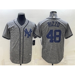 Men New York Yankees 48 Anthony Rizzo Grey Cool Base Stitched Jersey