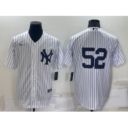 Men New York Yankees 52 C C  Sabathia White Cool Base Stitched Jersey