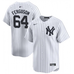 Men New York Yankees 64 Derek Jeter White 2024 Home Limited Cool Base Stitched Baseball Jersey