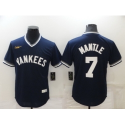 Men New York Yankees 7 Mickey Mantle Navy Stitched Baseball jersey