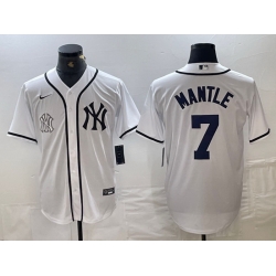 Men New York Yankees 7 Mickey Mantle White Cool Base Stitched Baseball Jersey 1