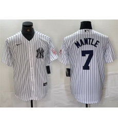 Men New York Yankees 7 Mickey Mantle White Cool Base Stitched Baseball Jersey