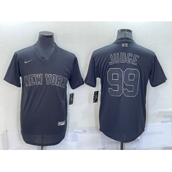 Men New York Yankees 99 Aaron Judge Black Pitch Black Fashion Replica Stitched Jersey