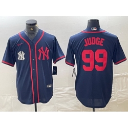 Men New York Yankees 99 Aaron Judge Navy Cool Base Stitched Baseball Jersey 2