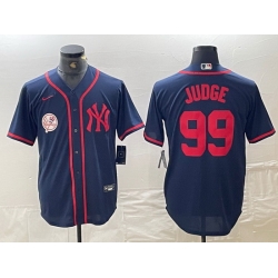 Men New York Yankees 99 Aaron Judge Navy Cool Base Stitched Baseball Jersey