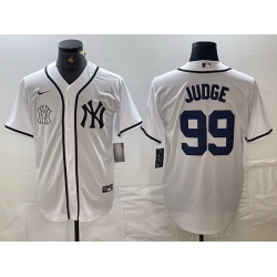 Men New York Yankees 99 Aaron Judge White Cool Base Stitched Baseball Jersey 10