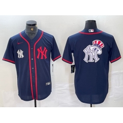 Men New York Yankees Big LOGO Navy Cool Base Stitched Baseball Jersey 29