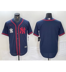 Men New York Yankees Big LOGO Navy Cool Base Stitched Baseball Jersey 30