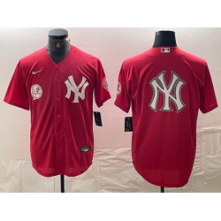 Men New York Yankees Big Logo Red Cool Base Stitched Baseball Jersey 11