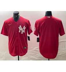 Men New York Yankees Big Logo Red Cool Base Stitched Baseball Jersey 12