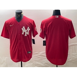 Men New York Yankees Big Logo Red Cool Base Stitched Baseball Jersey 12