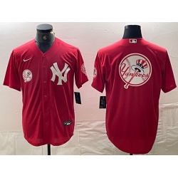 Men New York Yankees Big Logo Red Cool Base Stitched Baseball Jersey 13