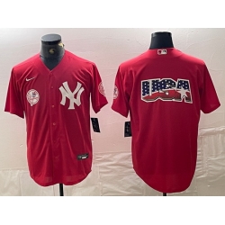 Men New York Yankees Big Logo Red Cool Base Stitched Baseball Jersey 14