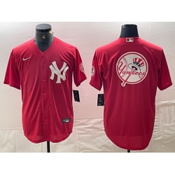 Men New York Yankees Big Logo Red Cool Base Stitched Baseball Jersey 16