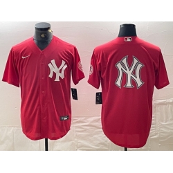 Men New York Yankees Big Logo Red Cool Base Stitched Baseball Jersey 18