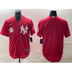 Men New York Yankees Big Logo Red Cool Base Stitched Baseball Jersey 20