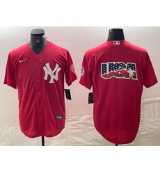 Men New York Yankees Big Logo Red Cool Base Stitched Baseball Jersey 21