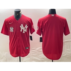 Men New York Yankees Big Logo Red Cool Base Stitched Baseball Jersey 5