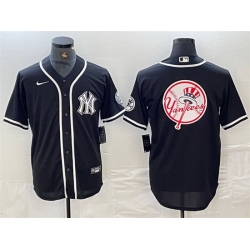 Men New York Yankees Black Team Big Logo Cool Base Stitched Baseball Jersey 1