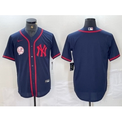Men New York Yankees  Navy Cool Base Stitched Baseball Jersey 35