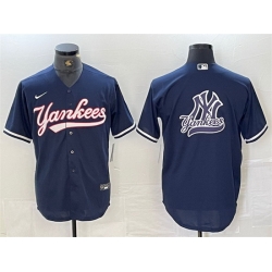 Men New York Yankees Navy Team Big Logo Cool Base Stitched Baseball Jersey 12