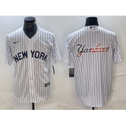 Men New York Yankees Team Big Logo White Cool Base Stitched Baseball Jersey 4