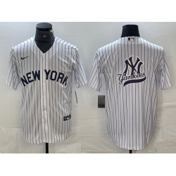 Men New York Yankees Team Big Logo White Cool Base Stitched Baseball Jersey 5