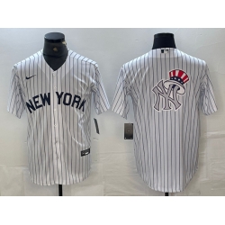 Men New York Yankees Team Big Logo White Cool Base Stitched Baseball Jersey