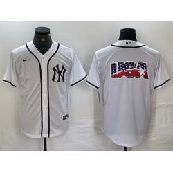 Men New York Yankees White Team Big Logo Cool Base Stitched Baseball Jersey 11