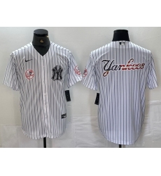 Men New York Yankees White Team Big Logo Cool Base Stitched Baseball Jersey 12
